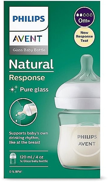 Бутылочка для кормления стеклянная "Природный поток", 120 мл, 0м+ - Philips Avent Natural — фото N2