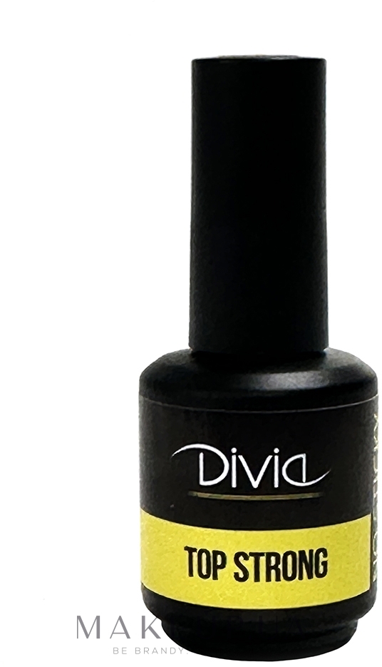 Верхнее сверхпрочное покрытие для ногтей без липкого слоя - Divia Top Strong Top Coat — фото 15ml