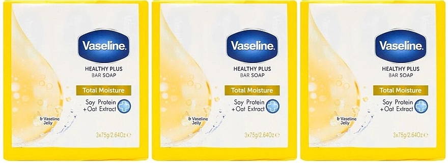 Твердое мыло - Vaseline Healthy Plus Bar Total Moisture Bar Soap — фото N1