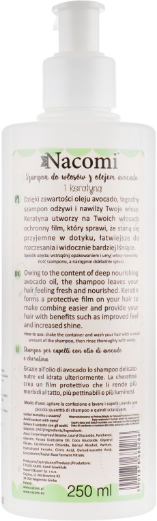 Шампунь для волосся - Nacomi Natural With Keratin & Avocado Oil Shampoo — фото N4