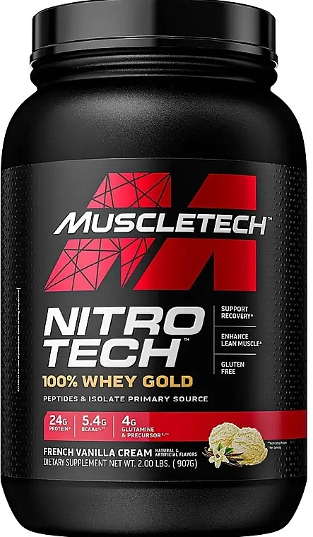 Сывороточный протеин, вкус ванильного крема - MuscleTech Nitro-Tech 100% Whey Gold French Vanilla Cream — фото N1
