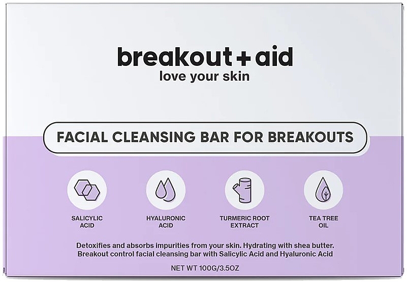 Очищувальне мило для обличчя від прищів - Breakout + Aid Facial Cleansing Bar For Breakouts — фото N1