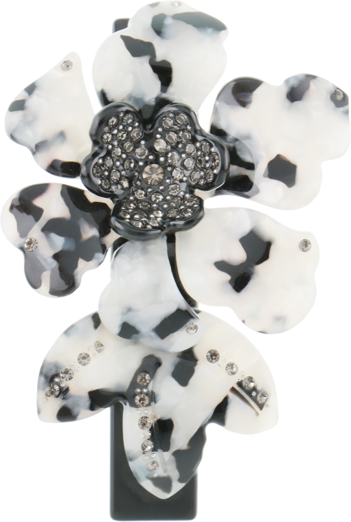 Заколка-автомат для волос "Орхидея", 0807, бело-черная - Элита — фото N1