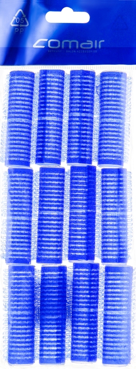 Комплект бигуди-липучки "Velcro plus", 12 штук, 15мм, синие - Comair — фото N1