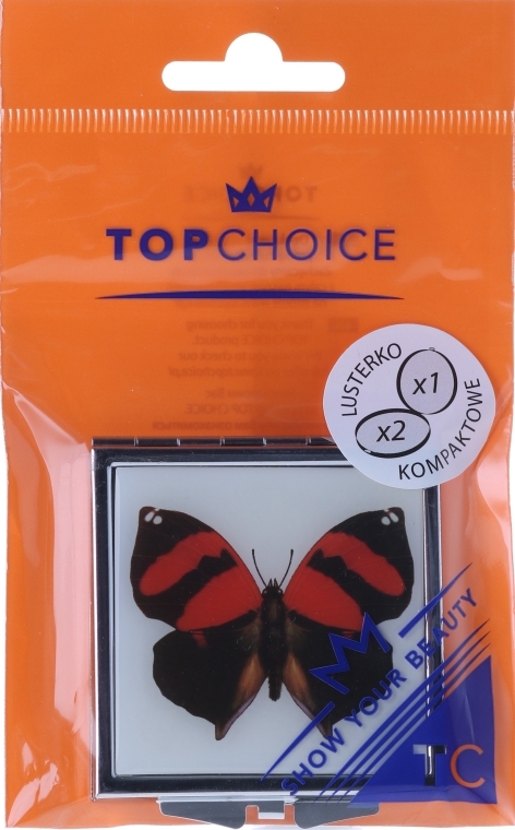 Дзеркальце косметичне "Метелик" 85420, червоне - Top Choice — фото N1