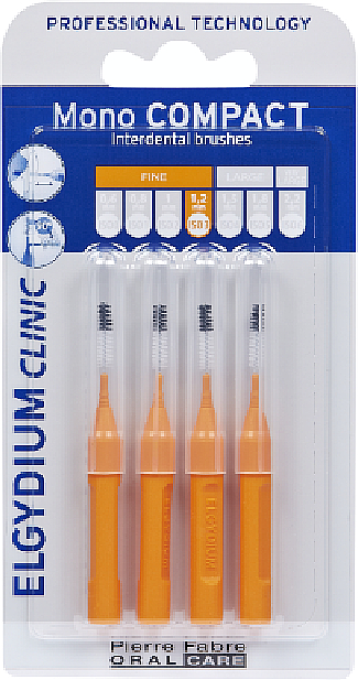 Щітка міжзубна, помаранчева, 4 шт. - Elgydium Clinic Brushes Mono Compact Orange 1,2mm — фото N1