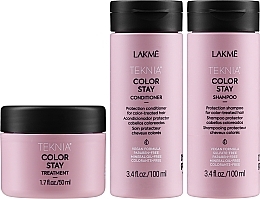 УЦЕНКА Набор для защиты цвета окрашенных волос - Lakme Teknia Color Stay (shm/100 ml + conditio/100 ml + mask/50 ml) * — фото N2