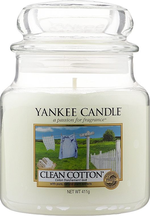 Свічка у скляній банці - Yankee Candle Clean Cotton — фото N3