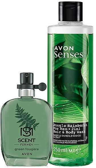 Avon Scent For Men Green Fougere - Набор (edt/30ml + sh/gel/250ml) — фото N1