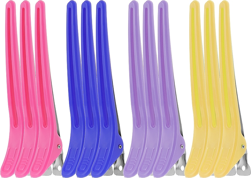 Зажимы пластиковые, 964089, розовые + сиреневые + фиолетовые + желтые - SPL — фото N1