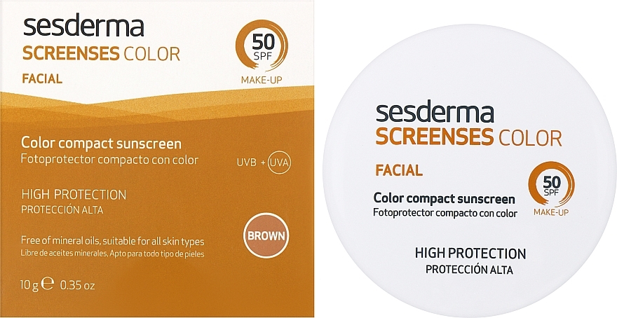 Сонцезахисний тональний крем, коричневий - SesDerma Laboratories Screen Ses Compact SPF 50 Brown — фото N2