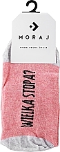 Жіночі короткі шкарпетки з кумедними написами, рожеві - Moraj — фото N1