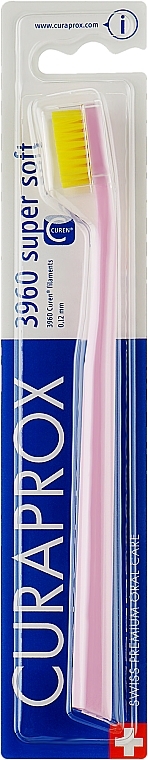 Зубная щетка CS 3960 «Super Soft», D 0,12 мм, розовая, желтая щетина - Curaprox — фото N1