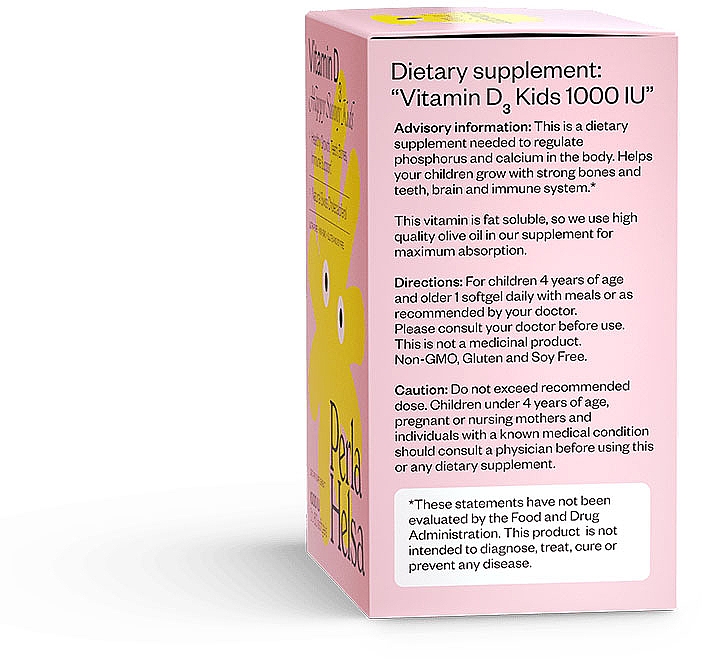 Вітамін Д3 1000 UI, 60 капсул - Perla Helsa Vitamin D3 1000 UI Happy Sunny Kids Dietary Supplement — фото N4