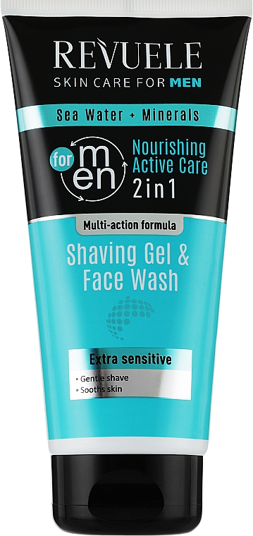 Гель для бритья и умывания 2в1 - Revuele Men Care Sea Water & Minerals Shaving Gel & Face Wash — фото N1