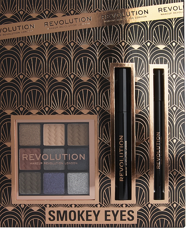 Набор - Makeup Revolution Smokey Eyes Set (mascara/8ml + palette/8,1g + pencil/1,15g) — фото N1