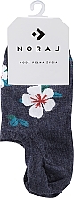 Жіночі бавовняні шкарпетки з квітами, сині - Moraj — фото N1