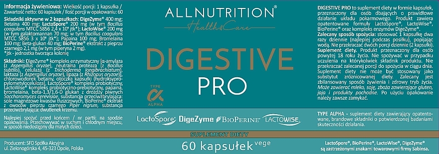 Харчова добавка - Allnutrition Health Care Digestive Pro — фото N2
