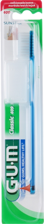 Зубная щетка "Classic 409", мягкая, синяя - G.U.M Soft Compact Toothbrush — фото N1