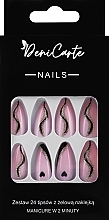 Накладные ногти с ниткой черного цвета и деталью в форме сердца, 24 шт. - Deni Carte Nails Natural 2 Minutes Manicure  — фото N1