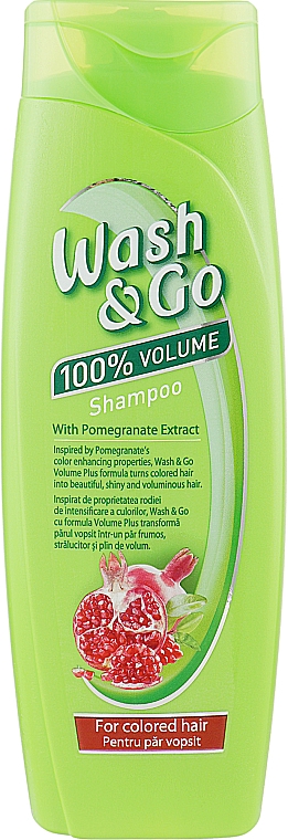 Шампунь з екстрактом граната для фарбованого волосся - Wash&Go 100 % Volume Shampoo — фото N3