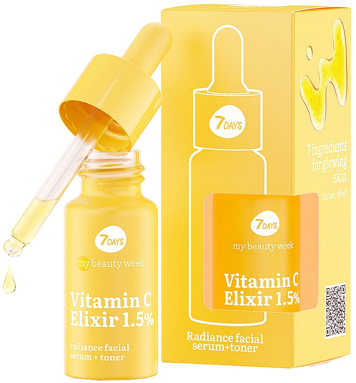 Сироватка+тонер для сяйва шкіри обличчя - 7 Days My Beauty Week Vitamin C Elixir 1,5% — фото N1