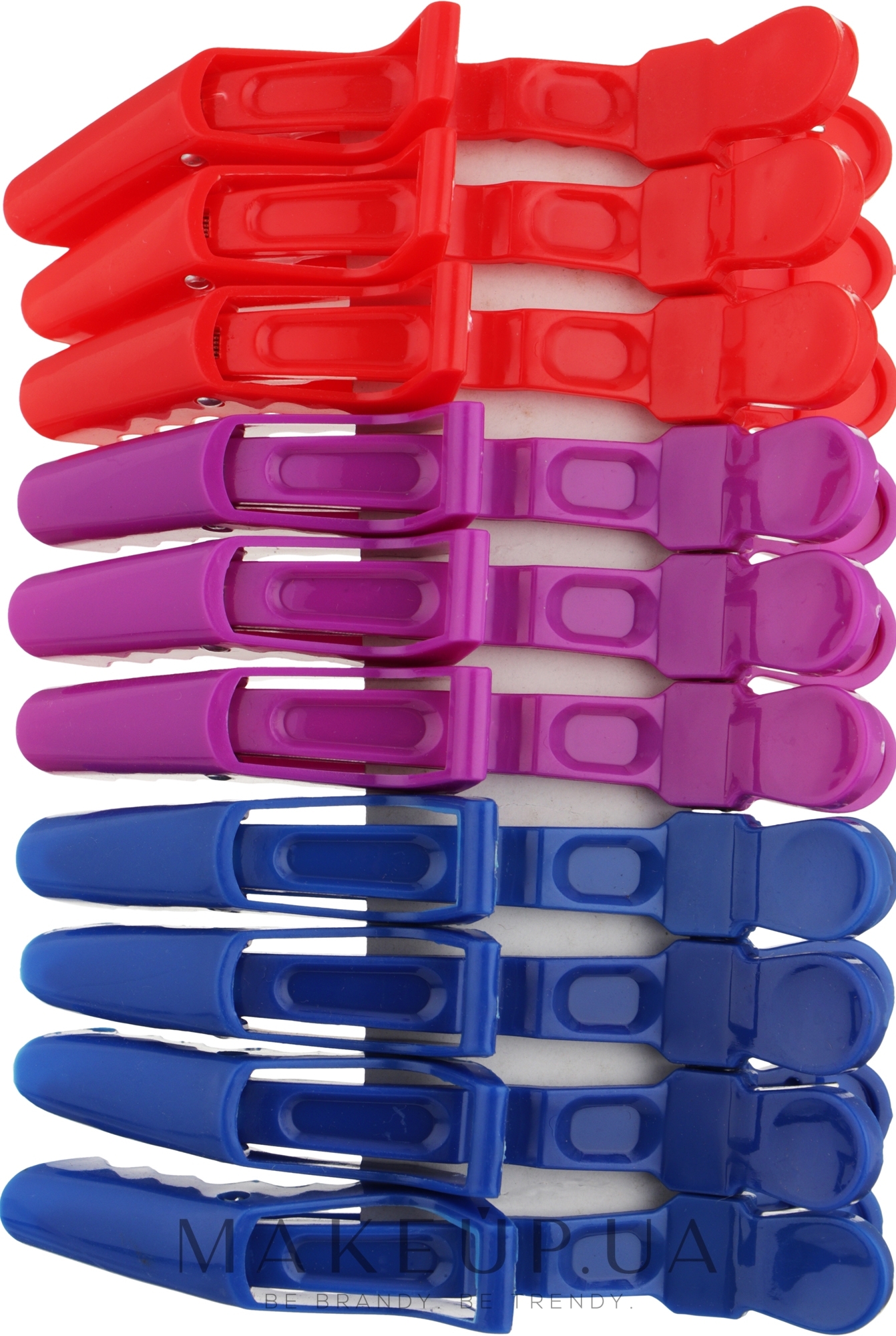 Зажимы пластиковые, 940012, красные + сиреневые + синие - SPL — фото 10шт