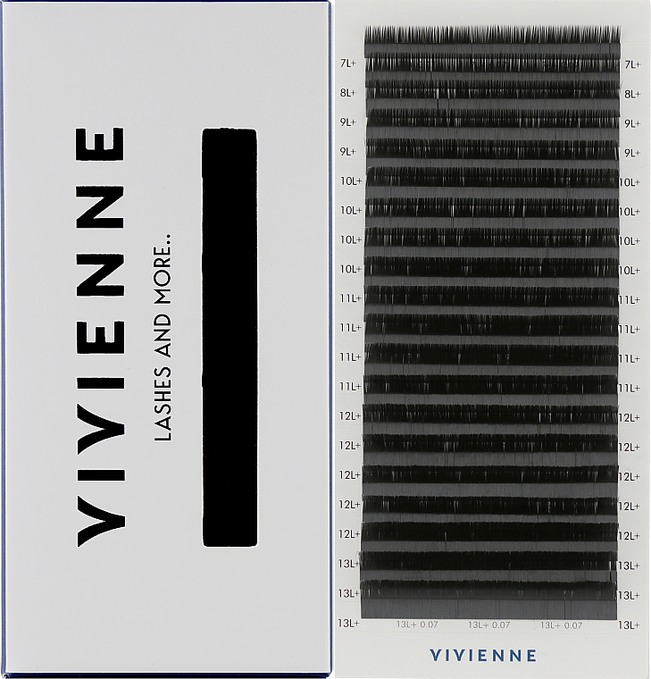 Накладные ресницы "Elite", черные, 20 линий (mix, 0.07, L + , (7-13)) - Vivienne — фото N1
