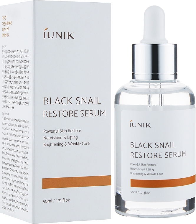 УЦЕНКА Восстанавливающая сыворотка с муцином черной улитки - IUNIK Black Snail Restore Serum * — фото N3