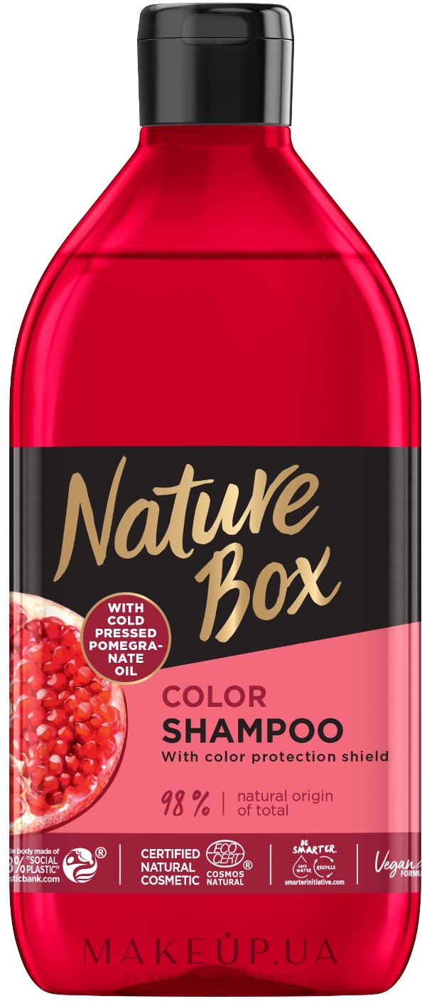 Шампунь для фарбованого волосся з гранатовою олією холодного віджиму - Nature Box Color Vegan Shampoo with cold pressed Pomergranate oil — фото 385ml