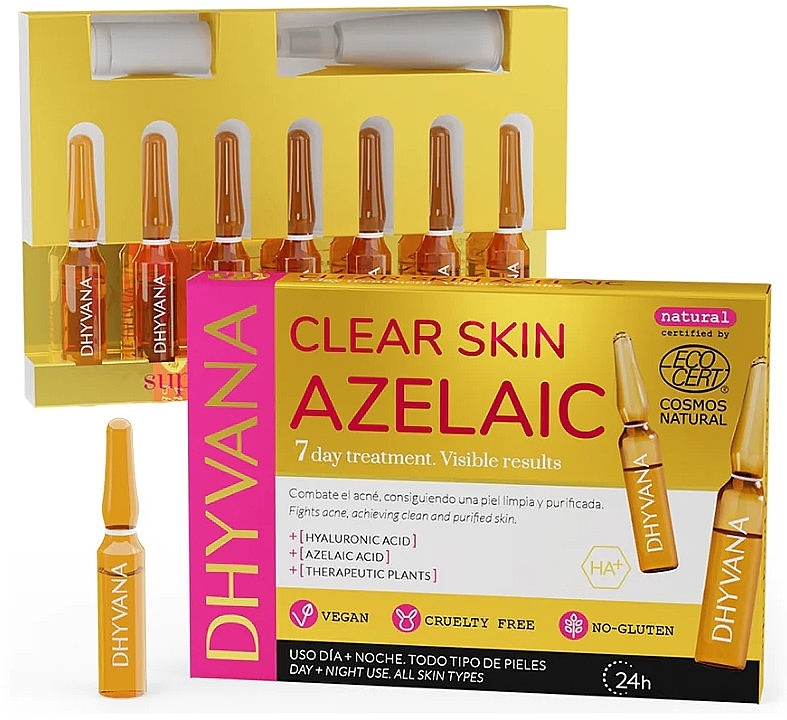 Ампулы для лица "Антиакне" - Dhyvana Clear Skin Azelaic Anti Acne Ampoules — фото N1