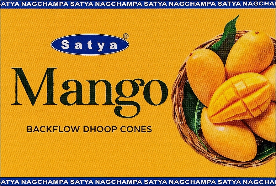 Стелющиеся дымные благовония конусы "Манго" - Satya Mango Backflow Dhoop Cones — фото N1