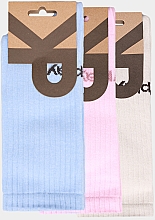 Носки высокие для женщин "Women's Socks KP Sport 3-Pack", 3 пары, голубые, розовые и бежевые - Keyplay — фото N2