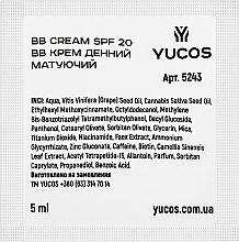 Духи, Парфюмерия, косметика ВВ-крем дневной, матирующий с SPF 20 - Yucos BB Cream SPF 20 (саше)