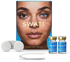 Парфумерія, косметика Кольорові контактні лінзи "Aquamarine", 6 місяців - Swati 6-Months Blue Coloured Lenses