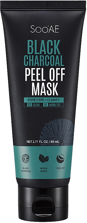 Чорна вугільна маска-пілінг - Soo’AE Black Charcoal Peel Off Mask — фото N1