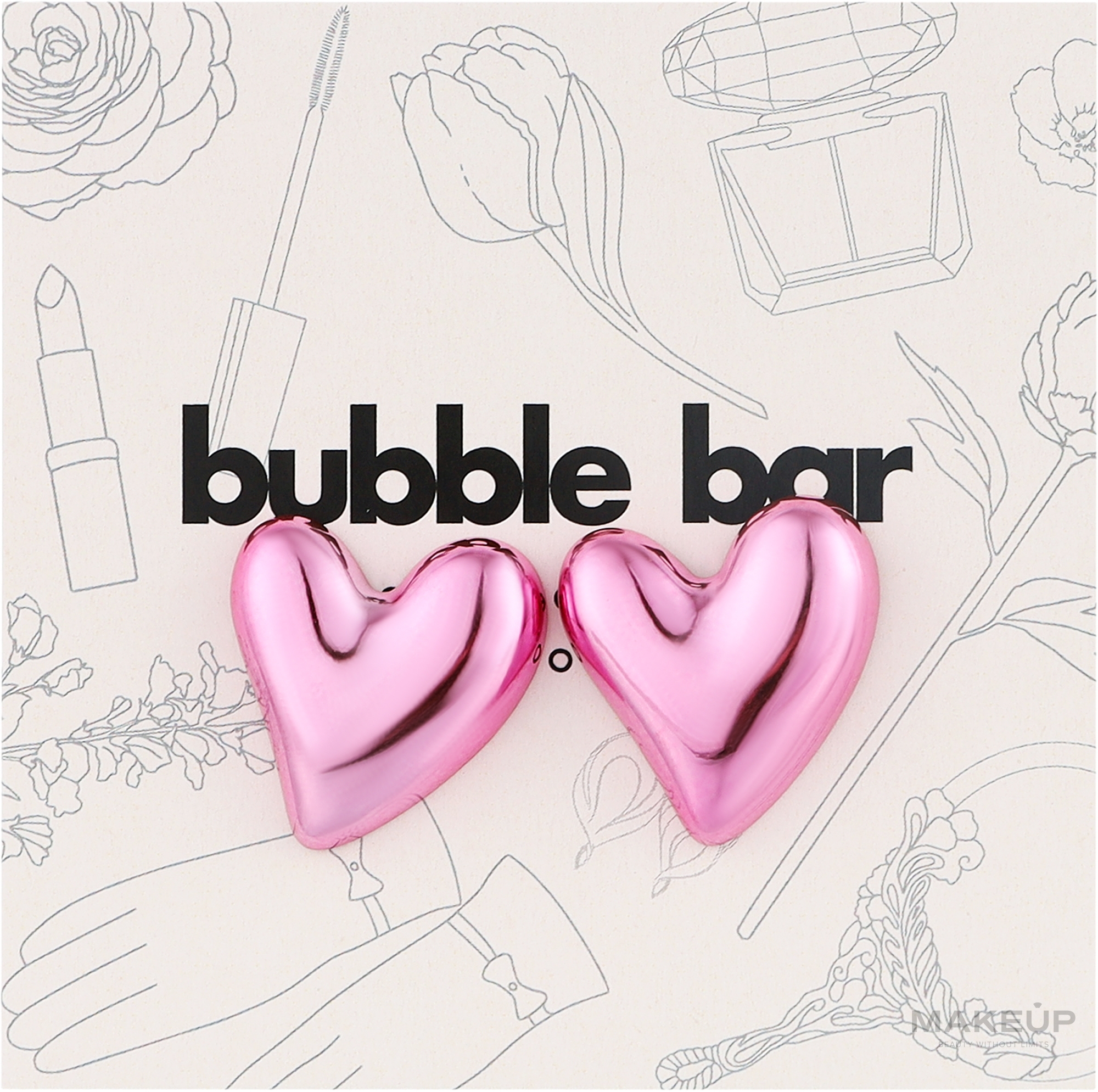 Серьги перламутровые "Сердце", 2.5*2.5 см, розовые - Bubble Bar — фото 2шт