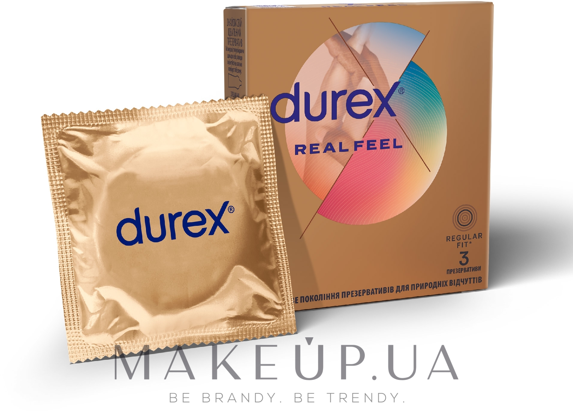 Презервативи з синтетичного латексу з силіконовою змазкою "Натуральні відчуття", безлатексні, З шт - Durex Real Feel Condoms — фото 3шт