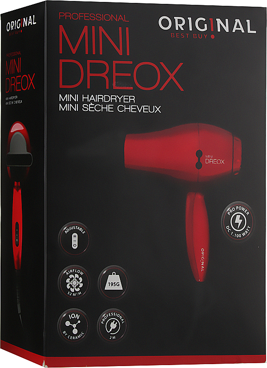 УЦЕНКА Фен для волос, красный - Original Best Buy Mini Dreox 1100W * — фото N2
