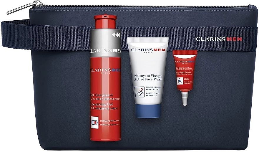 Набір - Clarins Men (f/gel/50ml + eye/gel/3ml + f/wash/30ml + bag/1pcs) — фото N1