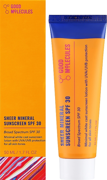 Сонцезахисний крем - Good Molecules Sheer Mineral Sunscreen SPF 30 — фото N1