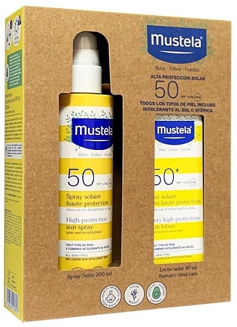 Набор - Mustela Bebe Sun Protection SPF50 (b/spray/200ml + b/milk/40ml) — фото N2