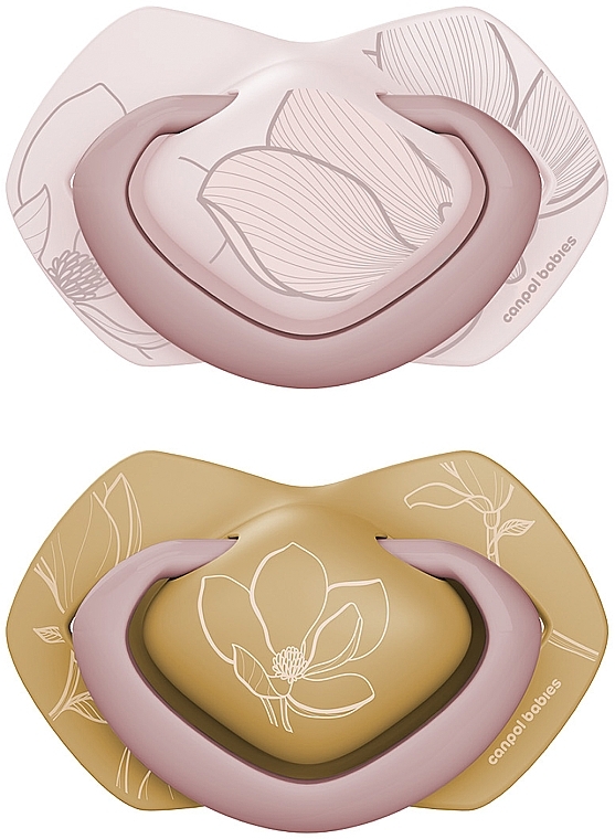 Пустышка силиконовая симметричная "Light Touch Gold", 0-6 мес, розовая, 2 шт. - Canpol Babies — фото N1