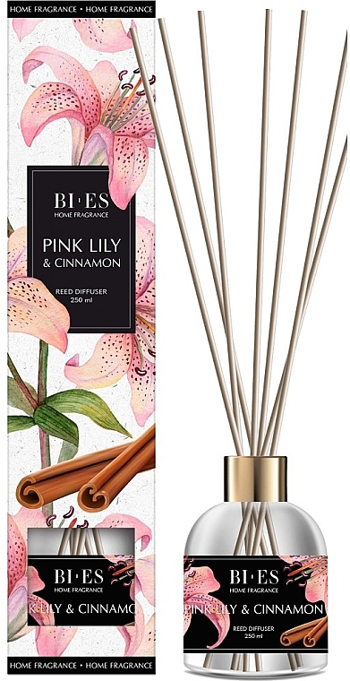 Аромадиффузор "Розовая лилия и корица" - Bi-Es Home Fragrance Pink Lily & Cinnamon Reed Diffuser — фото N1