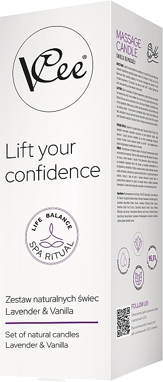 Набор натуральных свечей - Vcee Lift Your Confidence Lavener & Vanilla (candle/80g + candle/100ml) — фото N1