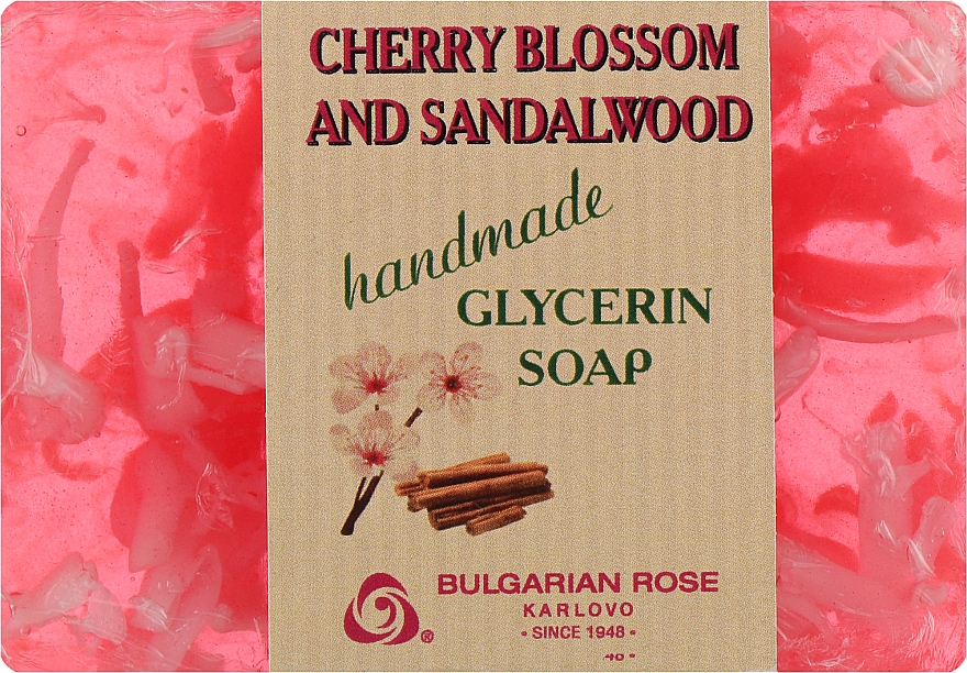 Глицериновое мыло "Вишня и сандал" - Bulgarian Rose Green Cherry Blossom & Sandalwood Soap — фото N1
