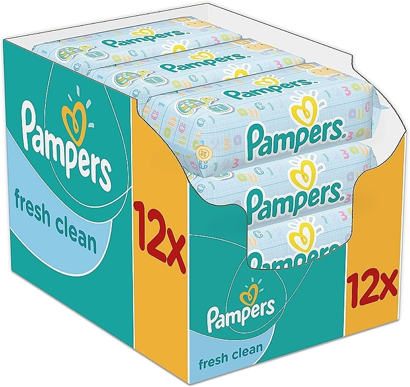 Детские влажные салфетки, 12 х 64 шт. - Pampers Fresh Clean Wipes — фото N1