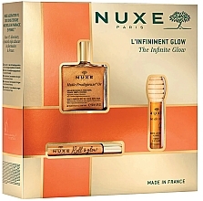 Набор - Nuxe Huile Prodigieuse The Infinite Glow (oil/50ml + oil/roll-on/8ml + lip/balm/10ml) — фото N1