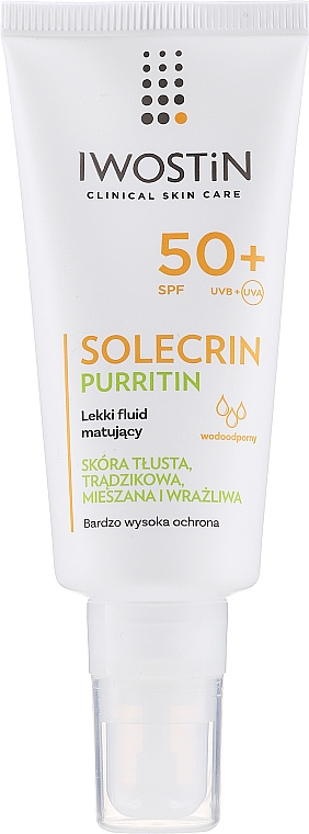 Легкий матувальний флюїд SPF 50+ для жирної шкіри - Iwostin Solecrin Purritin Light Matting Fluid — фото N1