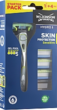 Бритва з 4 змінними картриджами - Wilkinson Sword Hydro 5 Skin Protection Sensitive — фото N1